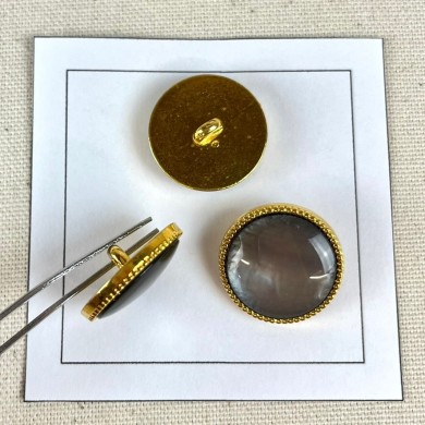 Bouton plastique bijou gris 23mm