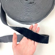 Ruban velours élastique gris 40mm Ruban velours élastique gris 40mm