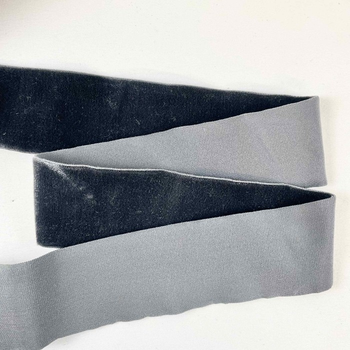 Ruban velours élastique gris 40mm Ruban velours élastique gris 40mm
