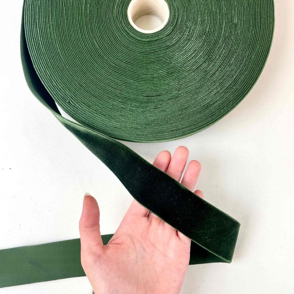 Ruban velours élastique émeraude 40mm Ruban velours élastique émeraude 40mm
