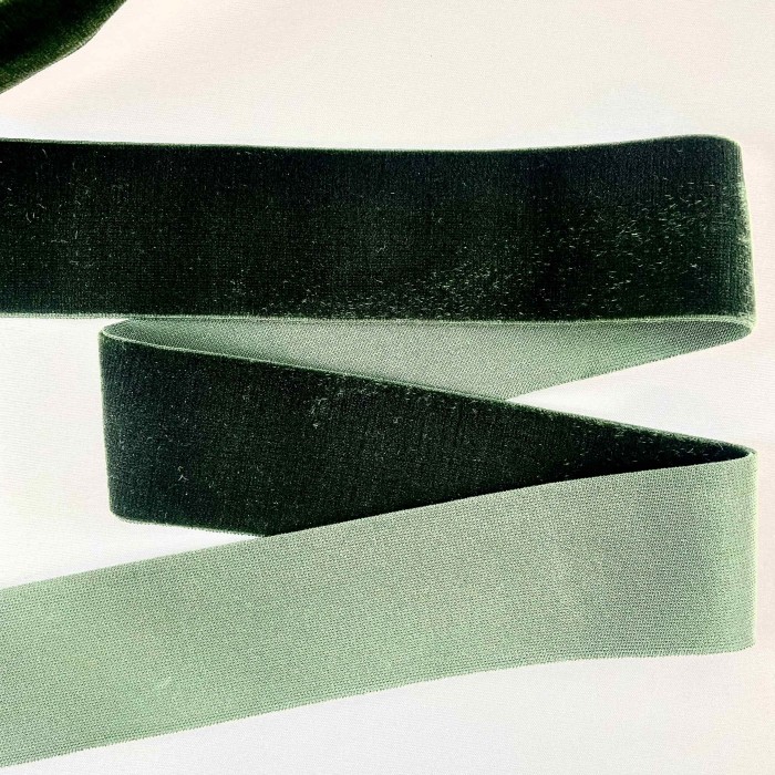 Ruban velours élastique émeraude 40mm