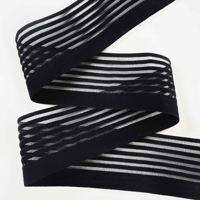 Elastique à taille ajourée fantaisie noir 50mm