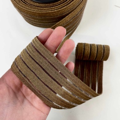 Elastique à taille ajourée fantaisie ocre 50mm