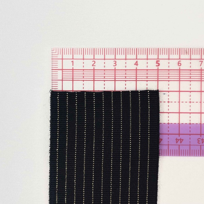 Elastique à taille ajourée noir rayures  50mm Elastique à taille ajourée noir rayures  50mm