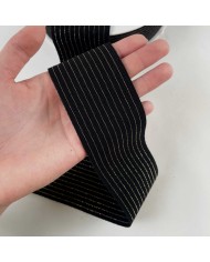 Elastique à taille ajourée noir rayures  50mm Elastique à taille ajourée noir rayures  50mm