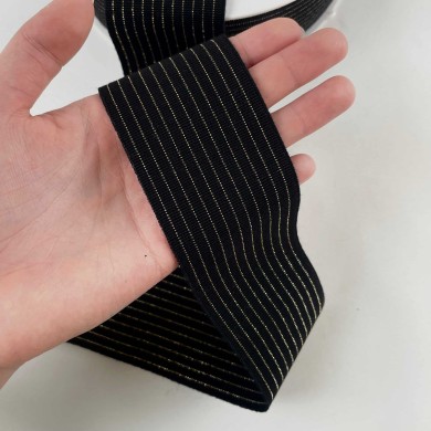 Elastique à taille ajourée noir rayures  50mm