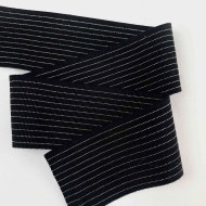 Elastique à taille ajourée noir rayures  50mm Elastique à taille ajourée noir rayures  50mm