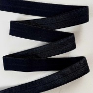 Biais élastique pré-plié satiné noir 15mm Biais élastique pré-plié satiné noir 15mm