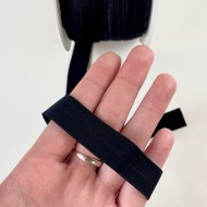 Biais élastique pré-plié satiné noir 15mm Biais élastique pré-plié satiné noir 15mm