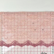 Dentelle fleurs roses sur tulle rose 21cm