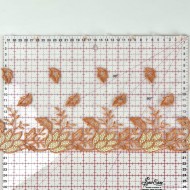 Dentelle feuilles jaunes oranges sur tulle blanc 20cm Dentelle feuilles jaunes oranges sur tulle blanc 20cm