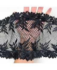 Dentelle macramé grillage en losange noir 16cm Dentelle macramé grillage en losange noir 16cm