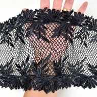 Dentelle macramé grillage en losange noir 16cm Dentelle macramé grillage en losange noir 16cm