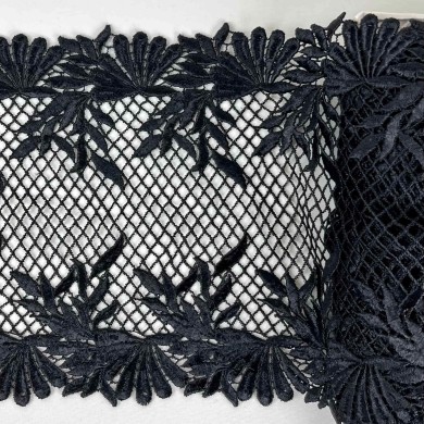 Dentelle macramé grillage en losange noir 16cm Dentelle macramé grillage en losange noir 16cm