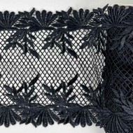 Dentelle macramé grillage en losange noir 16cm Dentelle macramé grillage en losange noir 16cm