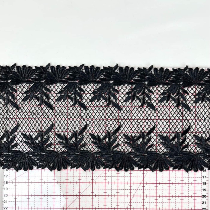 Dentelle macramé grillage en losange noir 16cm Dentelle macramé grillage en losange noir 16cm