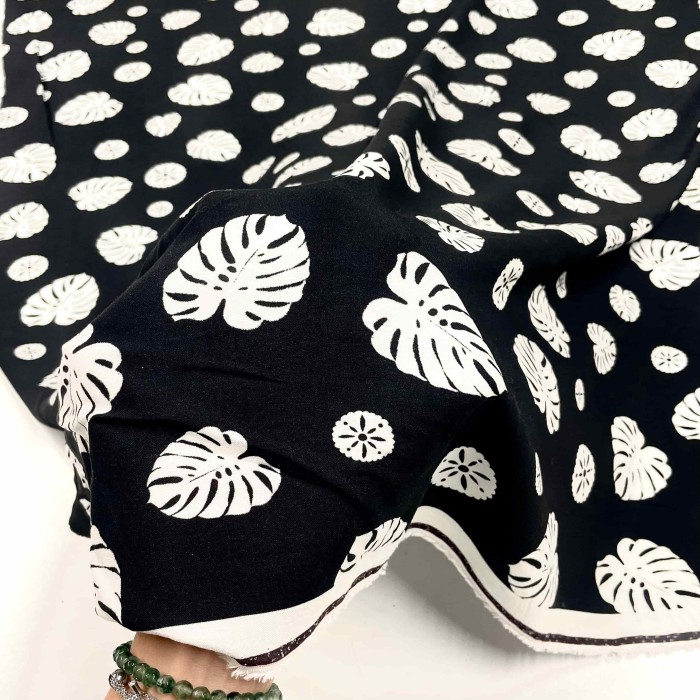 Tissu viscose feuille bicolore