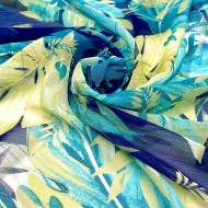Tissu voile de polyester feuilles multicolore Tissu voile de polyester feuilles multicolore