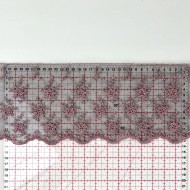 Dentelle glycines roses sur tulle noir 13cm Dentelle glycines roses sur tulle noir 13cm