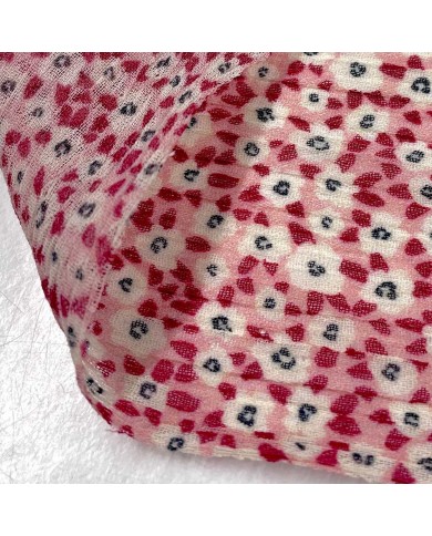 Tissu voile de polyester fleur rose