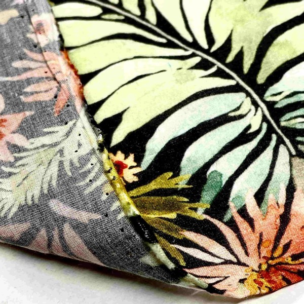 Tissu coton motifs nature multicolore Tissu coton motifs nature multicolore