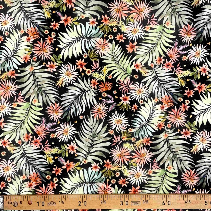 Tissu coton motifs nature multicolore