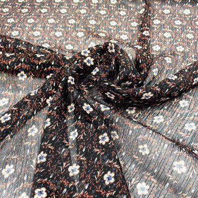 Tissu voile de polyester à fleur multicolore