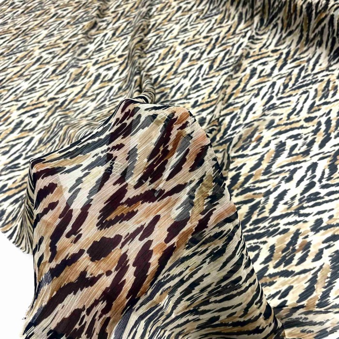 Tissu voile de polyester imprimé animal multicolore