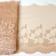 Dentelle vagues pêches sur tulle pêche 16cm Dentelle vagues pêches sur tulle pêche 16cm