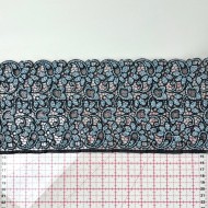 Dentelle macramé fleurs bleues sur noir 14cm Dentelle macramé fleurs bleues sur noir 14cm