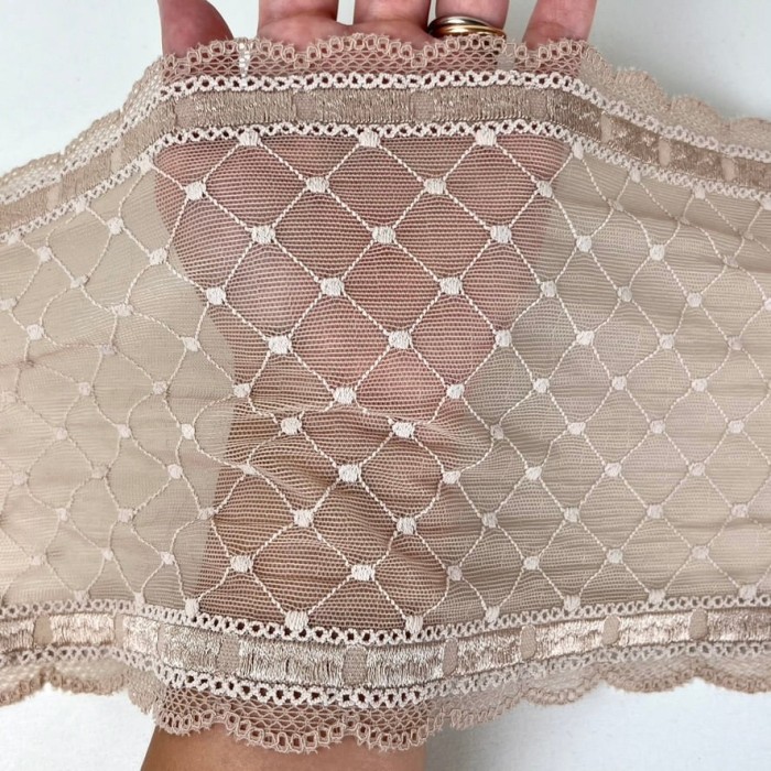 Dentelle élasthanne losange beige 17cm Dentelle élasthanne losange beige 17cm