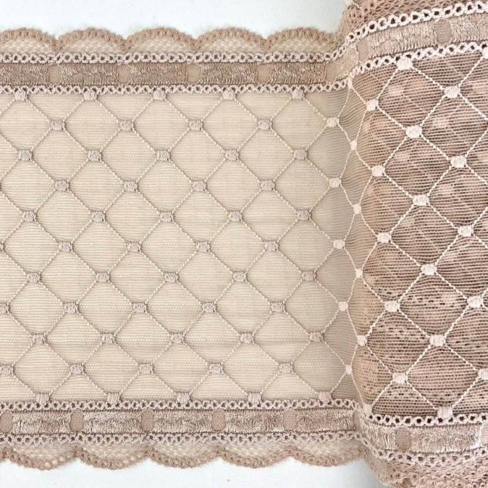 Dentelle élasthanne losange beige 17cm Dentelle élasthanne losange beige 17cm