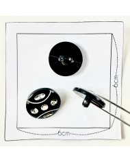 Bouton plastique bijou noir 22mm