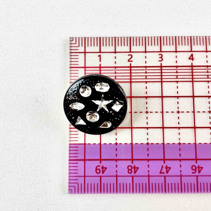 Bouton plastique bijou noir 20mm