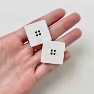 Bouton plastique matte carré uni blanc 25mm