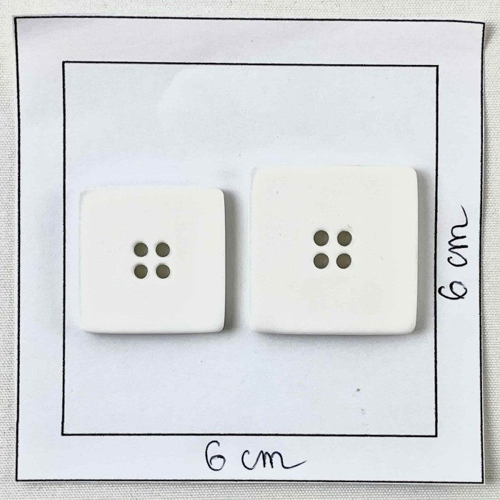 Bouton plastique matte carré uni blanc 25mm