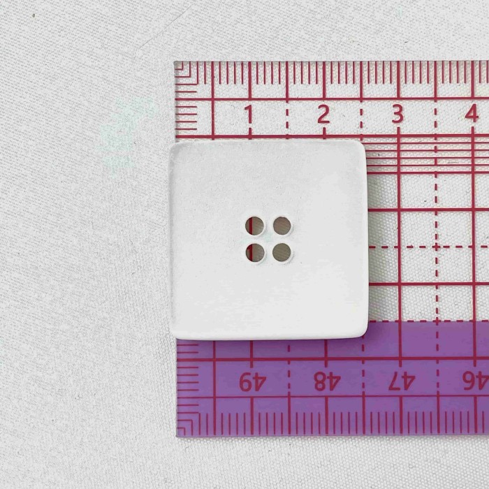 Bouton plastique matte carré uni blanc 25mm
