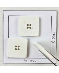Bouton plastique matte carré uni blanc 25mm