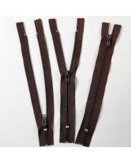 Fermeture non séparable marron en nylon 14cm