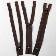 Fermeture non séparable marron en nylon 14cm