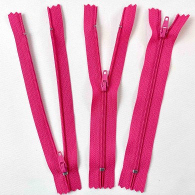 Fermeture non séparable rose en nylon 14cm