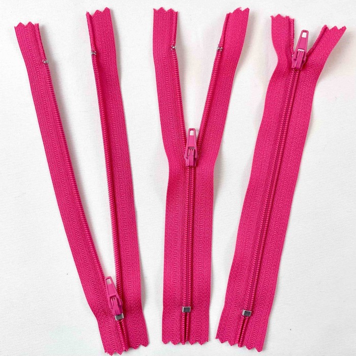 Fermeture non séparable rose en nylon 14cm