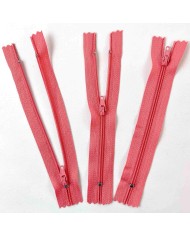 Fermeture non séparable rose corail en nylon 14cm