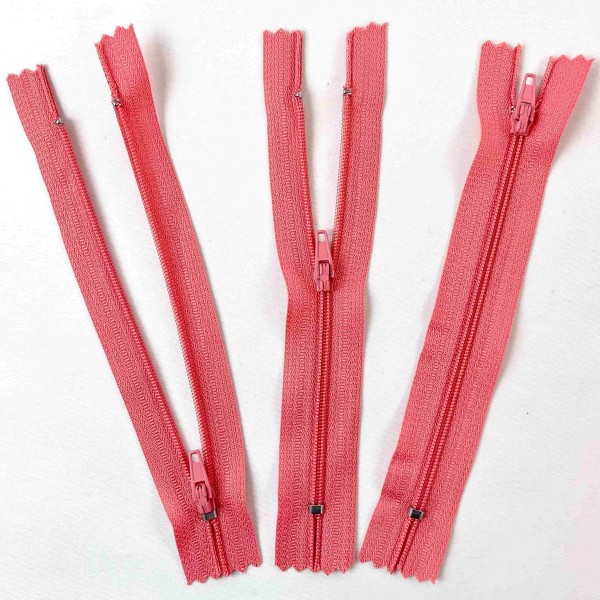 Fermeture non séparable rose corail en nylon 14cm Fermeture non séparable rose corail en nylon 14cm