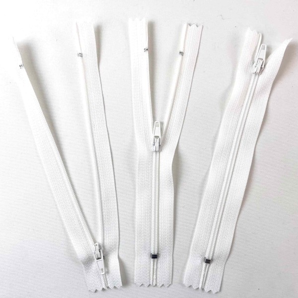 Fermeture non séparable blanc en nylon 14cm Fermeture non séparable blanc en nylon 14cm