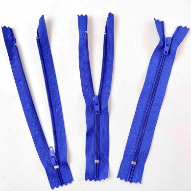 Fermeture non séparable bleu électrique en nylon 14cm