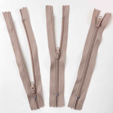 Fermeture non séparable taupe en nylon 14cm