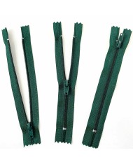 Fermeture non séparable vert foncé en nylon 14cm