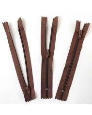 Fermeture non séparable marron clair en nylon 14cm