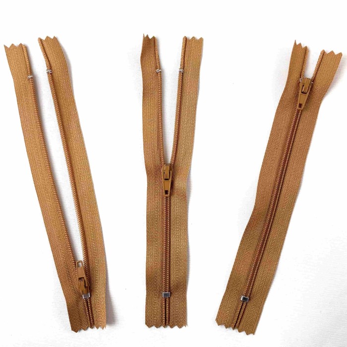 Fermeture non séparable moutarde en nylon 14cm